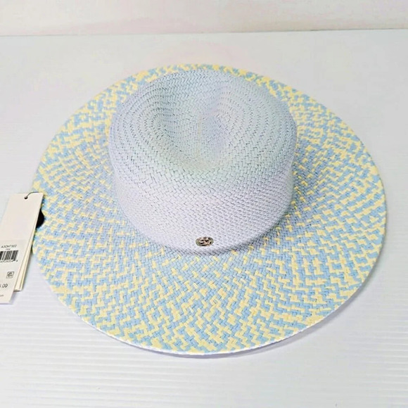 Calvin Klein Women's Ombre Woven Sun Hat Pale Blue with Drawstring (MSRP $68) - Picture 1 of 6